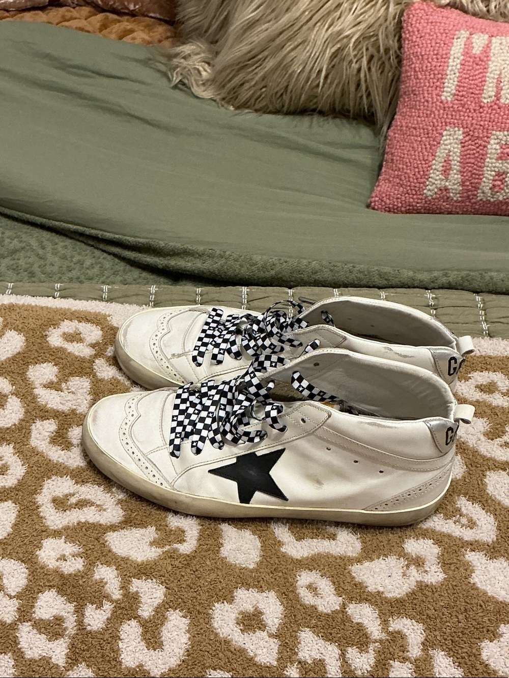 Golden Goose White High-Top Sneakers with Black Star